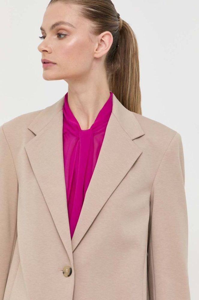 Піджак Weekend Max Mara колір бежевий однобортний однотонна фото 5