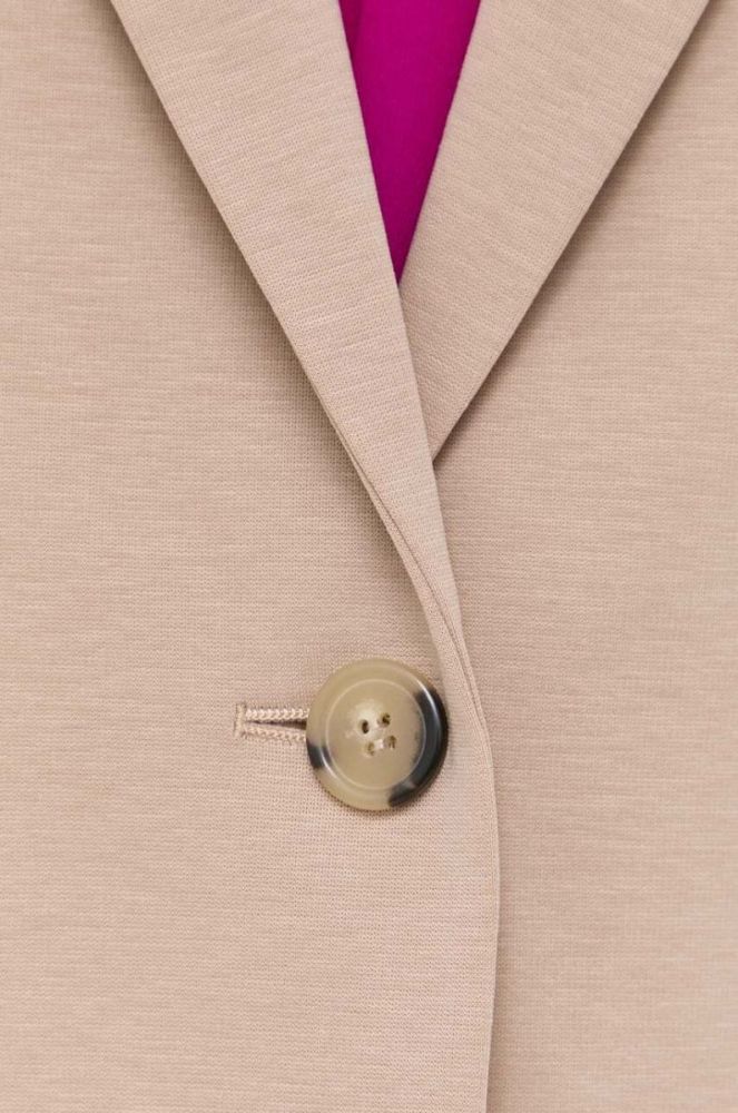 Піджак Weekend Max Mara колір бежевий однобортний однотонна фото 6