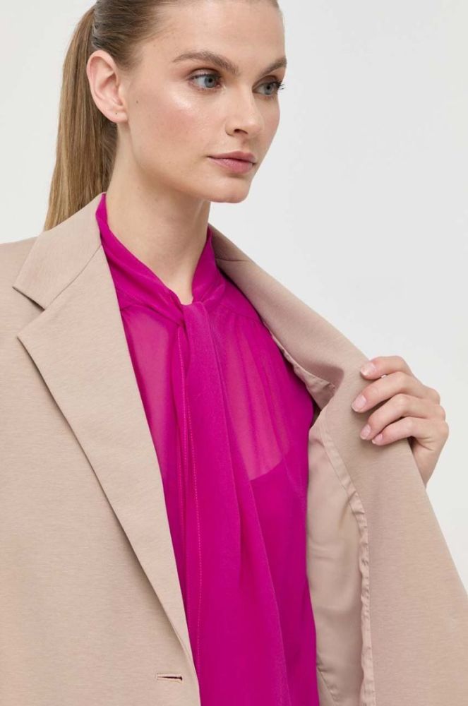 Піджак Weekend Max Mara колір бежевий однобортний однотонна фото 7