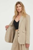 Піджак з домішкою льону Herskind колір бежевий однобортний однотонна (3342252)