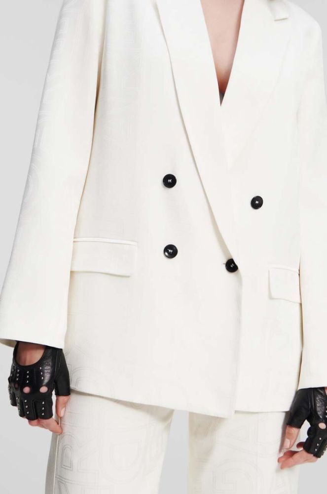 Піджак Karl Lagerfeld колір бежевий двобортний однотонна фото 2