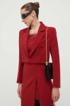 Піджак Patrizia Pepe колір бордовий однобортний однотонна