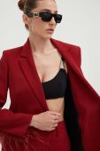 Піджак Patrizia Pepe колір бордовий двобортний однотонна