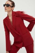 Піджак Patrizia Pepe колір бордовий двобортний однотонна