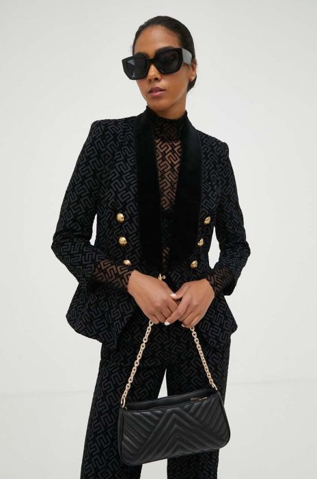 Піджак Elisabetta Franchi колір чорний двобортний візерунок (3397877)