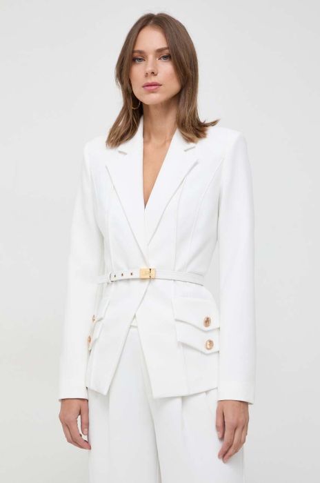 Піджак Elisabetta Franchi колір білий однобортний однотонна