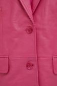 Шкіряний піджак 2NDDAY колір рожевий однобортний однотонна