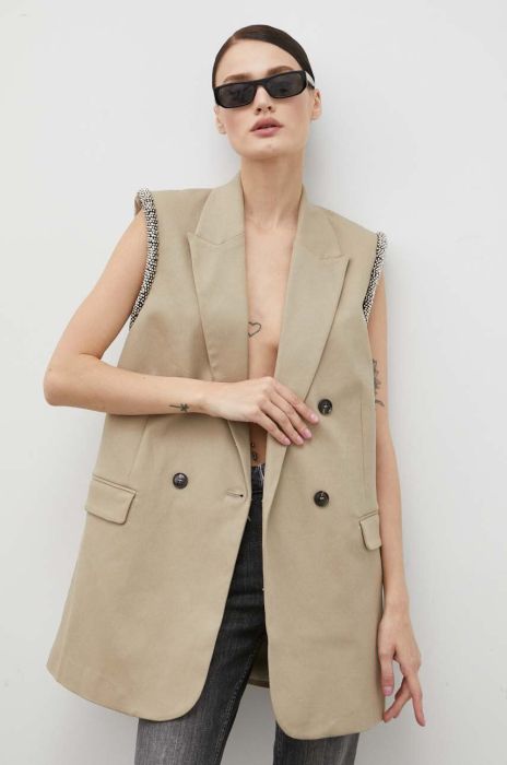 Безрукавка 2NDDAY колір бежевий однобортний