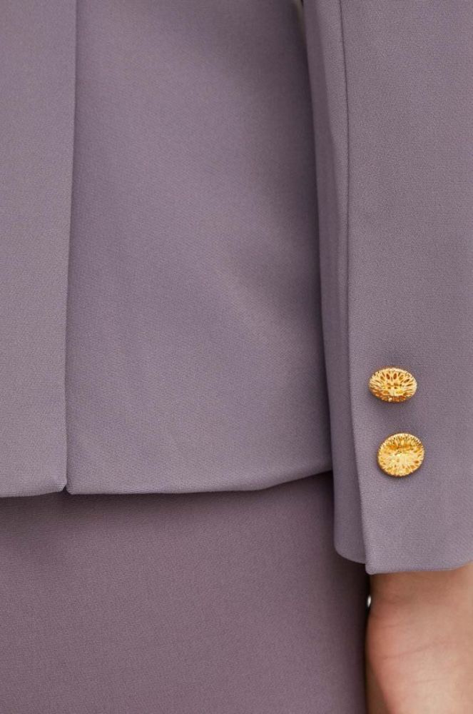 Піджак Elisabetta Franchi колір фіолетовий однобортний однотонна фото 6