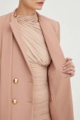 Піджак Elisabetta Franchi колір бежевий двобортний однотонна