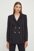 Піджак Elisabetta Franchi колір чорний двобортний однотонна (3638776)