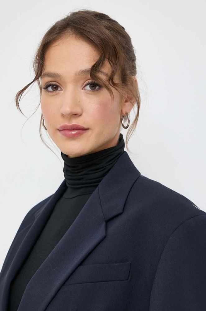 Піджак з домішкою вовни Weekend Max Mara x Kate Phelan колір синій однобортний однотонний фото 4