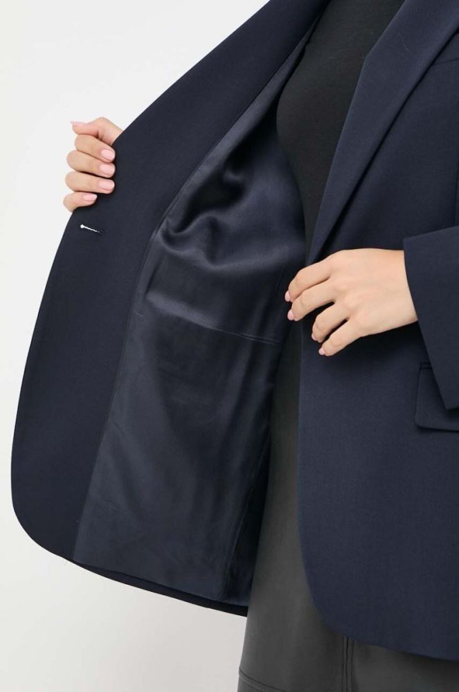 Піджак з домішкою вовни Weekend Max Mara x Kate Phelan колір синій однобортний однотонний фото 6