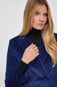 Вельветовий піджак Weekend Max Mara колір синій двобортний однотонна
