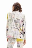 Піджак Desigual колір білий однобортний візерунок