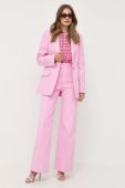 Піджак Victoria Beckham колір рожевий однобортний однотонна