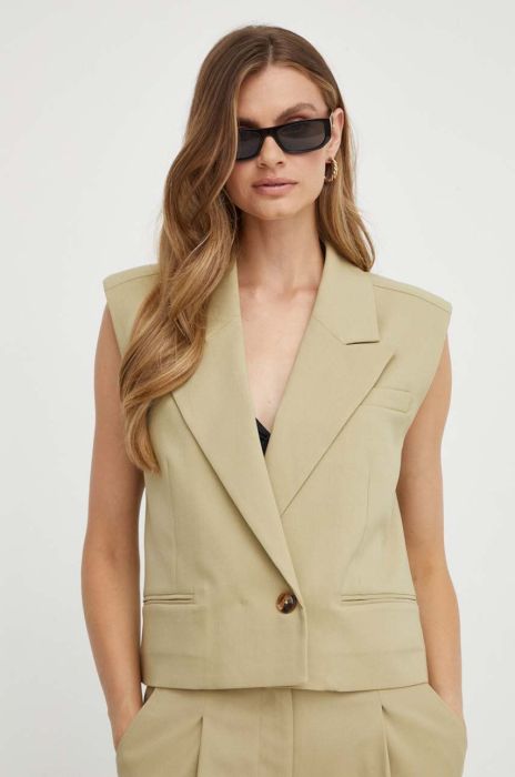 Безрукавка Notes du Nord колір зелений однобортний