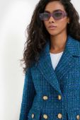 Піджак з домішкою вовни Luisa Spagnoli двобортний візерунок колір блакитний