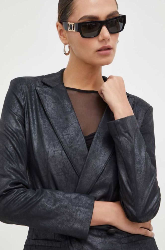 Піджак Guess колір чорний двобортний візерунок фото 4