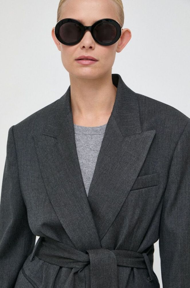 Вовняний піджак Pinko колір сірий oversize однотонна фото 4