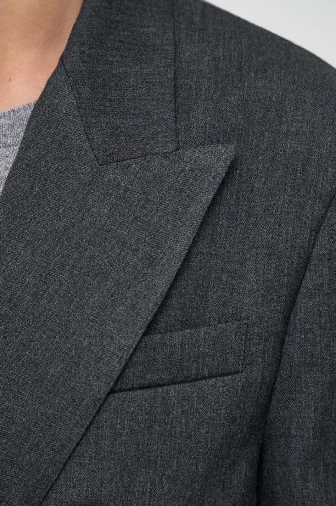 Вовняний піджак Pinko колір сірий oversize однотонна фото 5