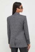 Піджак з домішкою вовни Pinko колір сірий двобортний візерунок