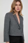 Піджак з домішкою вовни Pinko колір сірий однобортний візерунок