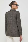 Піджак з домішкою вовни Twinset колір бежевий однобортний візерунок