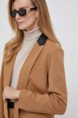 Піджак Dkny колір коричневий без застібки однотонна