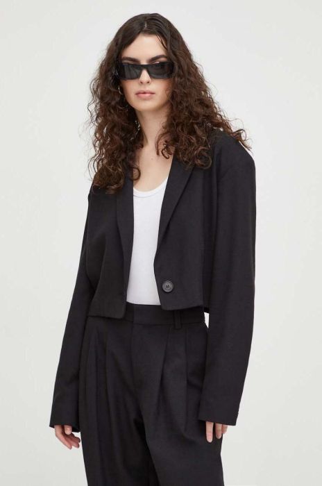 Піджак Won Hundred колір чорний однобортний однотонна