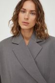 Піджак з домішкою вовни Remain колір сірий oversize однотонна