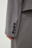 Піджак з домішкою вовни Remain колір сірий oversize однотонна