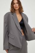 Піджак з домішкою вовни Remain колір сірий oversize однотонна