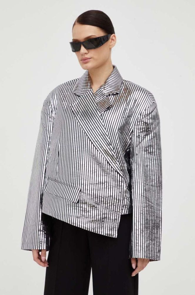 Шкіряний піджак Remain колір чорний oversize візерунок фото 4