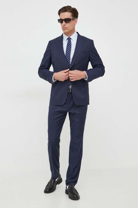Вовняний костюм BOSS колір синій візерунок (3434354)