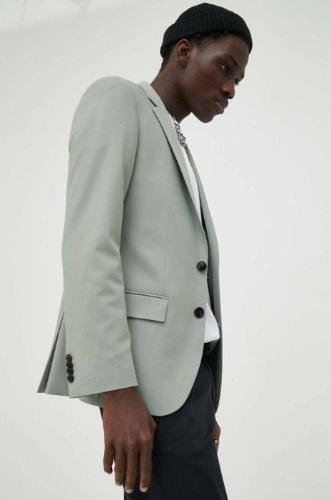 Піджак з домішкою вовни HUGO колір зелений