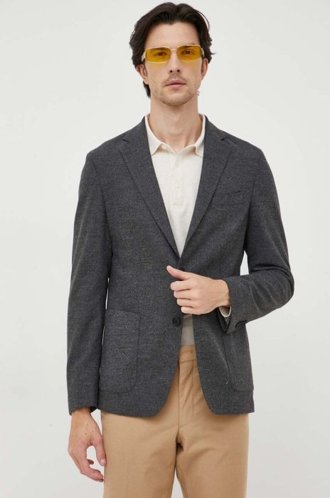 Піджак з домішкою вовни BOSS колір сірий (3481852)