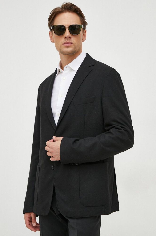 Піджак з домішкою вовни BOSS колір чорний (3657032)