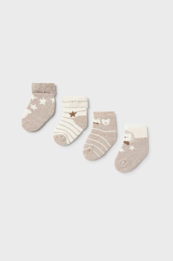 Шкарпетки для немовлят Mayoral Newborn 4-pack колір коричневий (3415721)