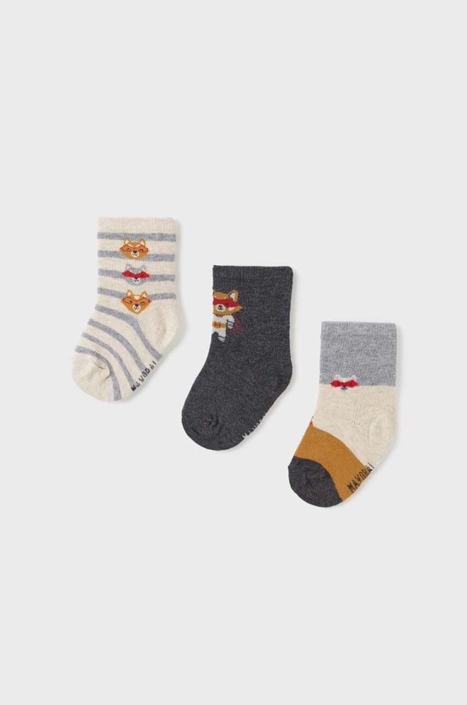 Шкарпетки для немовлят Mayoral 3-pack колір сірий