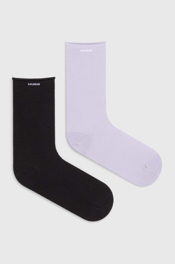 Шкарпетки HUGO 2-pack жіночі колір фіолетовий (3281823)