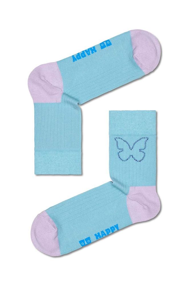 Шкарпетки Happy Socks Butterfly Rhinestone 1/2 Crew жіночі колір блакитний