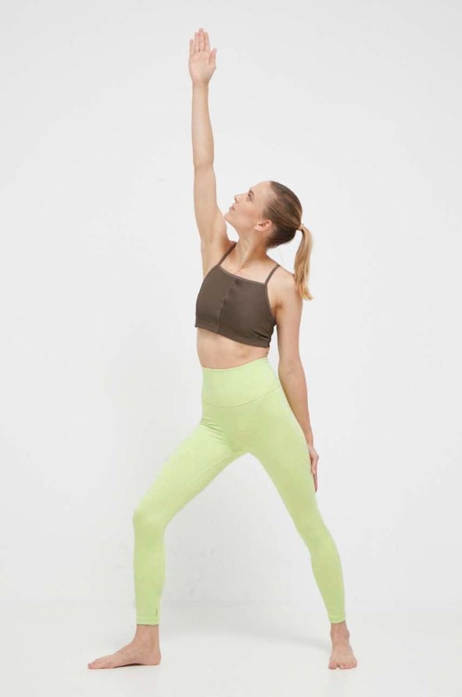 Легінси для йоги adidas Performance Studio колір зелений однотонні фото 2