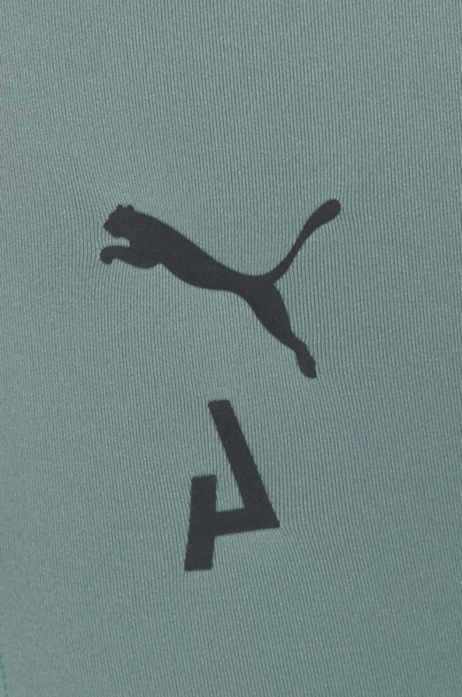 Легінси для бігу Puma Seasons колір зелений однотонні фото 4