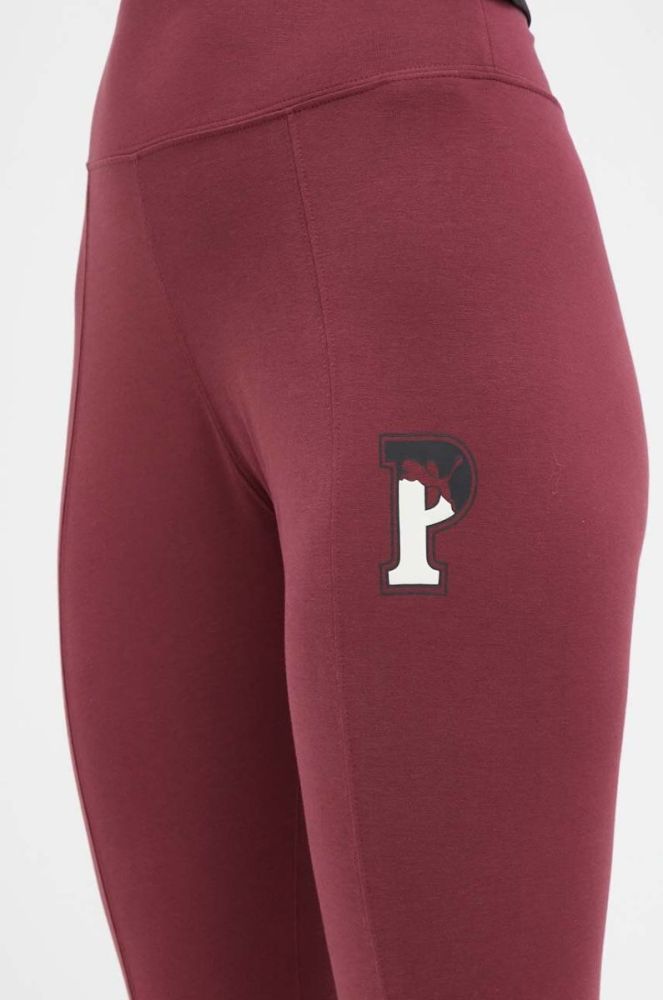 Легінси Puma жіночі колір бордовий з принтом фото 4