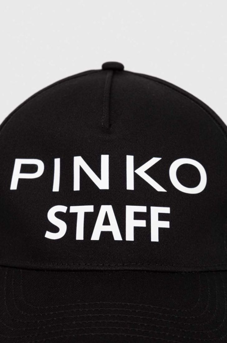 Кепка Pinko колір чорний з принтом