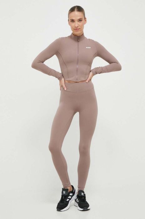 Легінси Guess жіночі колір коричневий однотонні