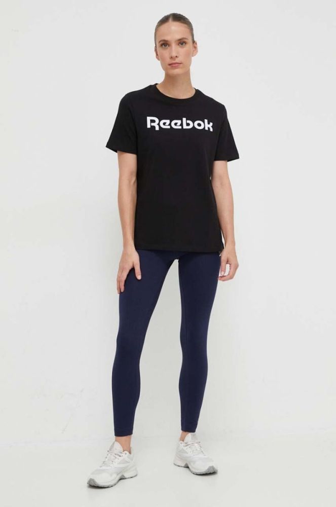 Легінси Reebok жіночі колір синій однотонні фото 2