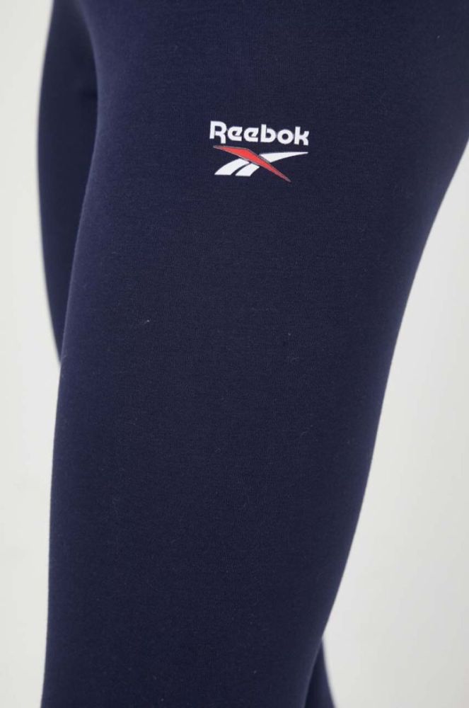 Легінси Reebok жіночі колір синій однотонні фото 4