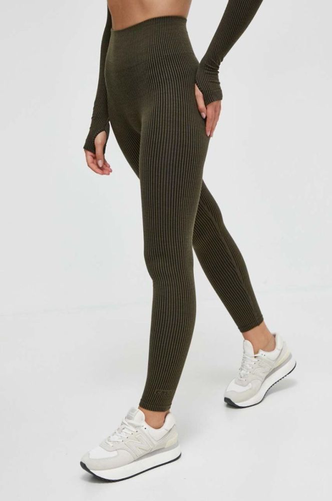 Легінси для тренувань Casall Wool Rib колір зелений однотонні фото 4